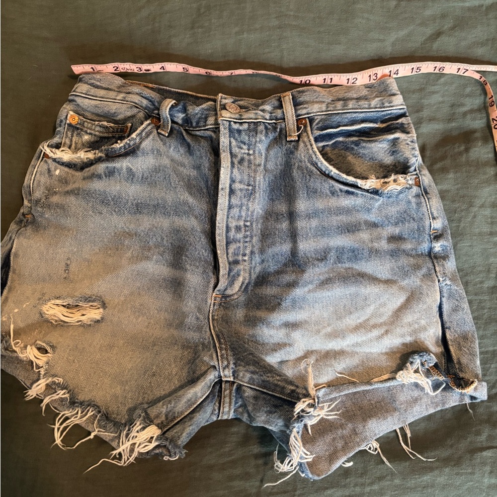 Agolde Blue Distressed Jean Shorts